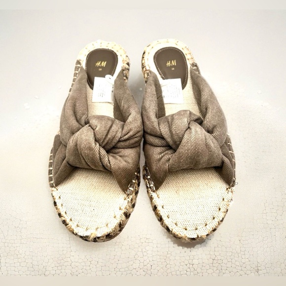 H&M Women’s Espadrilles Knotted Espadrille Slip On Sandals - Picture 2 of 8